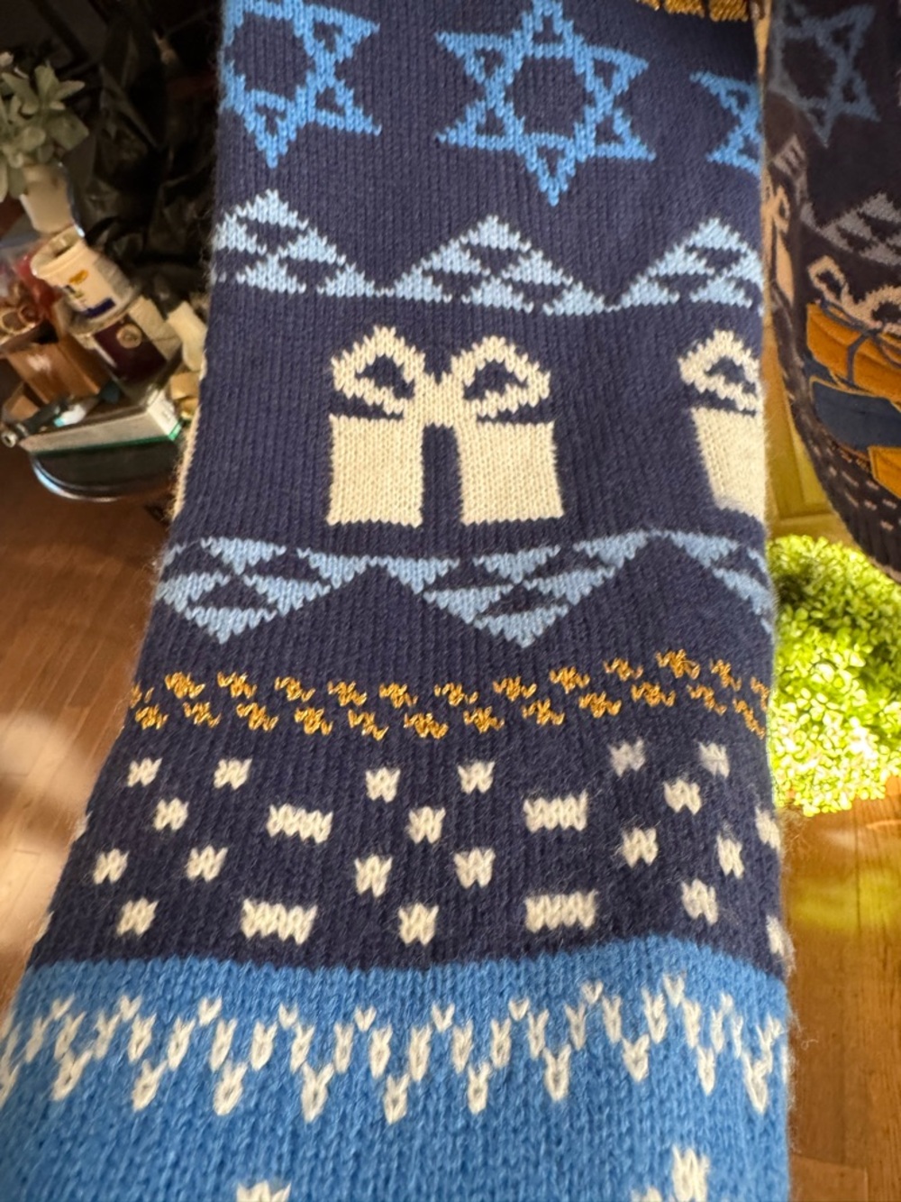 Hanukkah Cat Multimedia Sweater with Gift Design - Picture 8 of 13